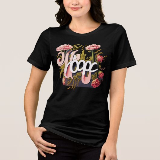Elegant Pink Roses Hope Typography Tri-Blend Shirt (Voorkant)