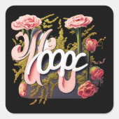 Elegant Pink Roses Hope Typography Vierkante Sticker (Voorkant)