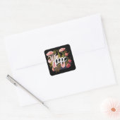 Elegant Pink Roses Hope Typography Vierkante Sticker (Envelop)