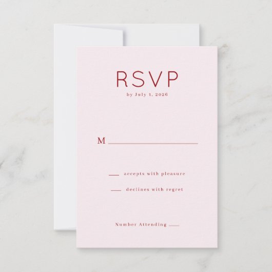 Elegant Pink RSVP Card (Devant)