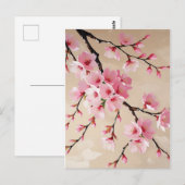 Elegant Pink Sakura Blossom Postcard - Japanese Ch Briefkaart (Voorkant / Achterkant)
