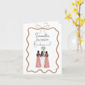 Elegant pink Satin Dress Bridesmaid Proposal Kaart (Gele Bloem)