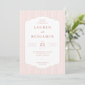 Elegant Pink Striped Wedding Invitation (Debout devant)