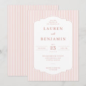 Elegant Pink Striped Wedding Invitation (Devant / Derrière)