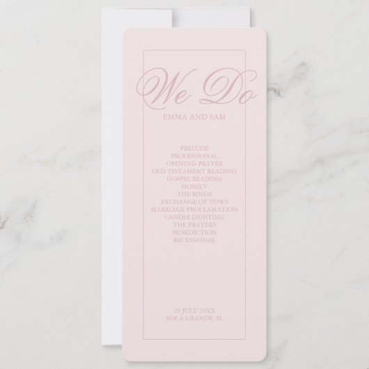 Elegant Pink Stripes Trouwprogramma (Voorkant)