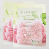 Élégant Pink Summer Rose Menu Mariage (Devant / Derrière)