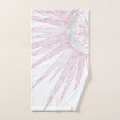 Elegant Pink Sun Moon Doodle Mandala White Design (Serviette à main)