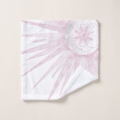 Elegant Pink Sun Moon Doodle Mandala White Design (Gant de toilette)