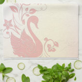 Elegant Pink Swan Gepersonaliseerd Theedoek (Gevouwen)