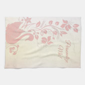 Elegant Pink Swan Gepersonaliseerd Theedoek (Horizontaal)