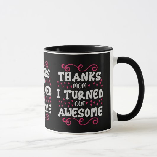 Elegant Pink Swirl Pattern Typography Two Tone Mug (Droite)