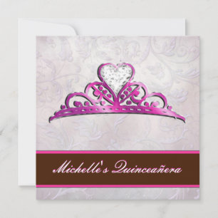 Elegant Pink Tiara Uitnodiging met Diamond