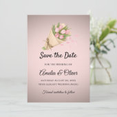 Elegant Pink Tulips Bouquet Wedding  Save The Date (Staand voorkant)