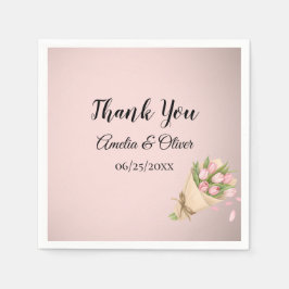 Elegant Pink Tulips Bouquet Wedding Servet