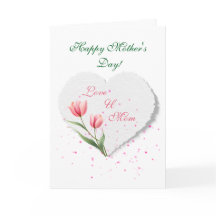 Elegant Pink Tulips & Paper Heart Mother's Day 