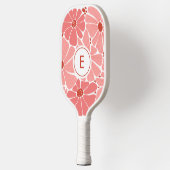 Elegant Pink Vintage Flowers Monogram Pickleball Paddle (Links)