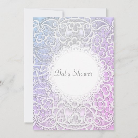 ÉLÉGANT Pink violet LACE BABY SHOWER INVITATION (Devant)