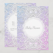 ÉLÉGANT Pink violet LACE BABY SHOWER INVITATION (Devant / Derrière)