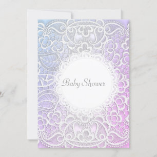 ÉLÉGANT Pink violet LACE BABY SHOWER INVITATION