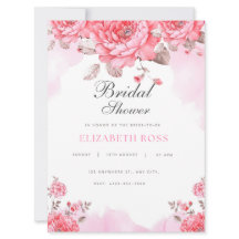 Elegant Pink Watercolor Bridal Shower Invitation