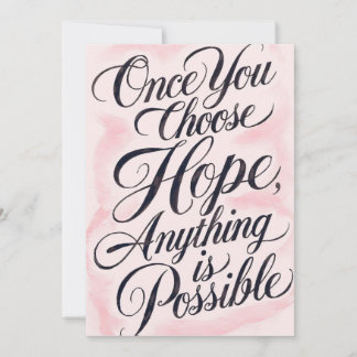Elegant Pink Watercolor Hope & Possibility Inspira Kaart