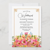 Elegant Pink Waterverf Gold Wedding Kaart (Voorkant)