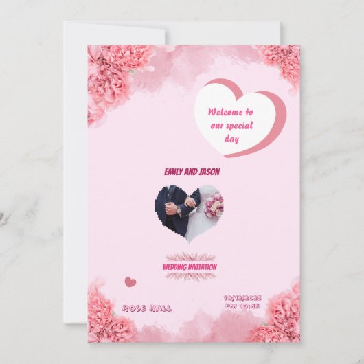 Elegant Pink Wedding invitation (Devant)