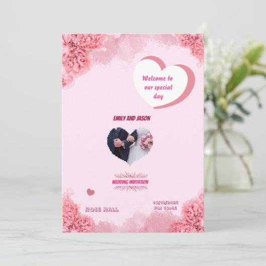 Elegant Pink Wedding invitation (Debout devant)