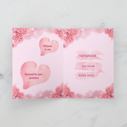 Elegant Pink Wedding invitation (Intérieur)