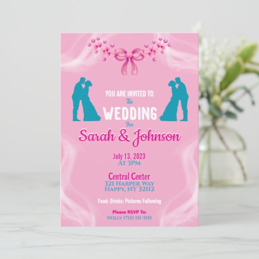 Elegant Pink Wedding Invitation (Debout devant)