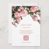 Elegant Pink White 3D Roses Wedding Kaart (Achterkant)