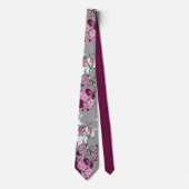 Elegant Pink White Burgundy Cherry Blossom Stropdas (Voorkant)