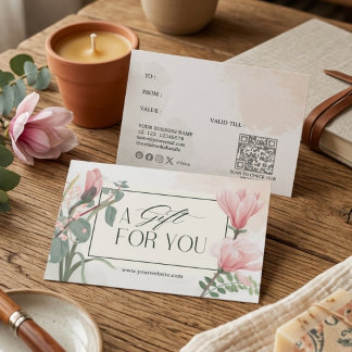 Elegant Pink White Floral A Gift For You  Visitekaartje