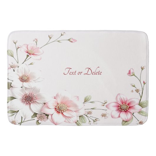 Elegant Pink White Floral Bath Mat (Voorkant)