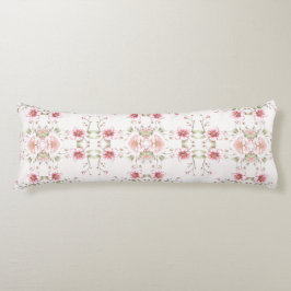 Elegant Pink White Floral Body Pillow Lichaamskussen