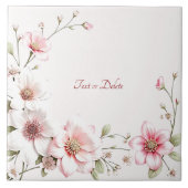Elegant Pink White Floral Ceramic Tile Tegeltje (Voorkant)