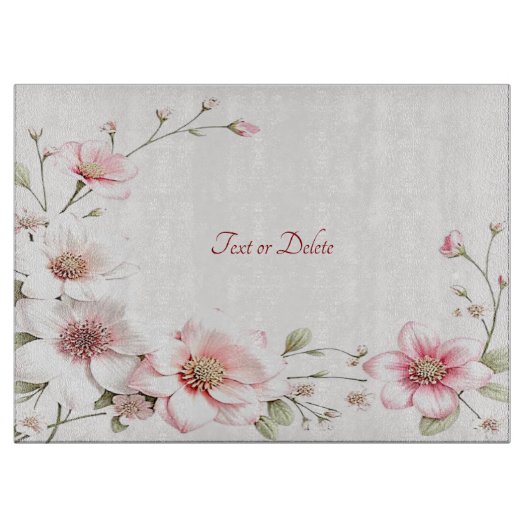 Elegant Pink White Floral Cutting Board Snijplank (Voorkant)