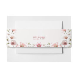 Elegant Pink White Floral Invitation Belly Band Uitnodigingen Wikkel