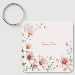 Elegant Pink White Floral Keychain