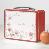 Elegant Pink White Floral Lunchbox (En situation)