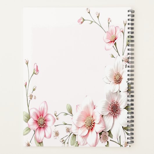 Elegant Pink White Floral Planner (Dos)