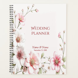 Elegant Pink White Floral Planner