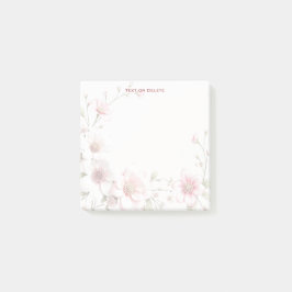 Elegant Pink White Floral Post it Notes