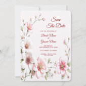 Elegant Pink White Floral Save The Date (Voorkant)