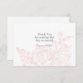 Elegant Pink White Floral Wedding Bedankkaart (Voorkant / Achterkant)