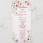Elegant Pink White Floral Wedding Program Programma (Voorkant / Achterkant)
