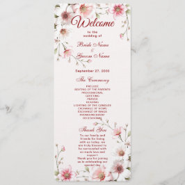 Elegant Pink White Floral Wedding Program Programma