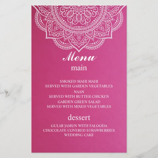 Elegant Pink White Paisley Indian Hindu Wedding (Voorkant)