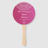 Elegant Pink White Paisley Indian Wedding Programm Handwaaier (Voorkant)