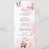 Elegant Pink  Woodland Baby Shower Menu Card (Devant)